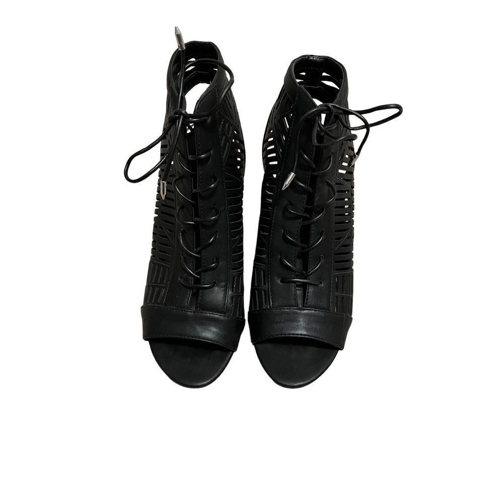 Sam Edelman Rocco Black Cut Out Lace Up Open Toe‎ Heel Bootie Size 8 - Picture 2 of 12